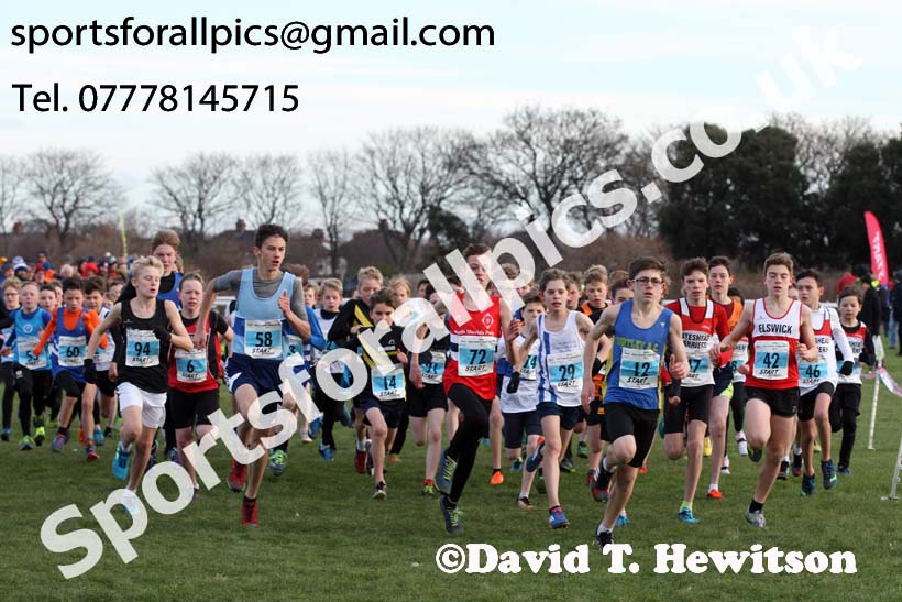 Boys under-13 North Eastern Cross Country, Redcar. Photo:  David T. Hewitson/Sports for All Pics